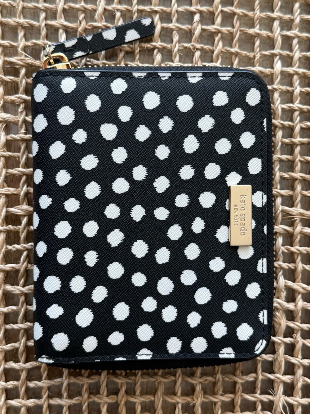 Kate Spade Black & White Polka Dot Zip Around Wallet
